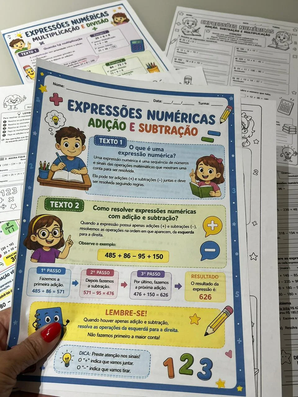 Expressões Numéricas – 4 Operações 4º e 5º Ano — amostra 2: Atividades de expressões numéricas para 4º e 5º ano, com 4…