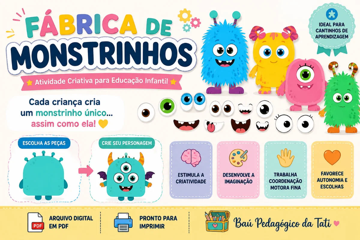 Fábrica de Monstrinhos – Atividade Criativa para Educação Infantil — Jogos pedagógicos para Educação Infantil: Atividade…
