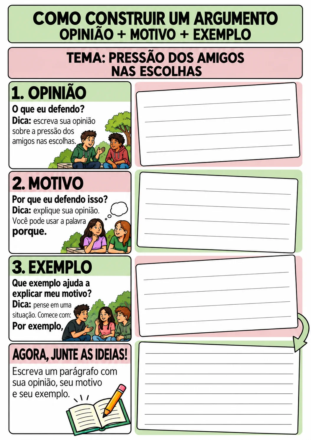 Fábrica do Argumento: Atividade de Produção de Parágrafo Argumentativo — amostra 4: O QUE O MATERIAL AJUDA A TRABALHAR?