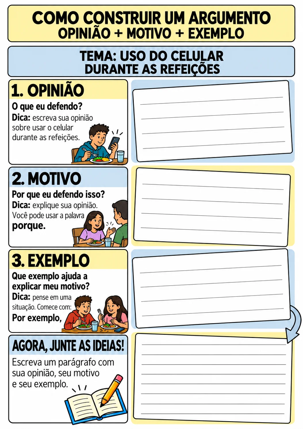 Fábrica do Argumento: Atividade de Produção de Parágrafo Argumentativo — amostra 6: As propostas abordam situações como…