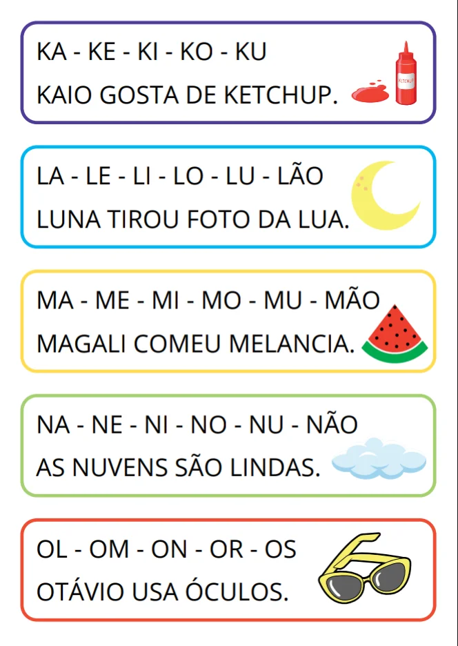Famílias Silábicas com Frases para Imprimir em PDF — amostra 1: Material de alfabetização com todas as famílias silábicas…
