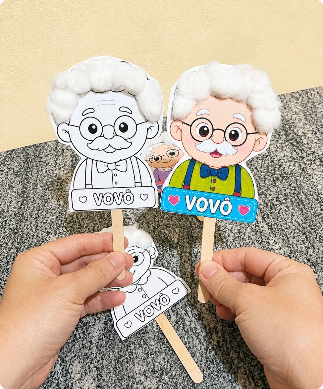 Fantoche de avós para imprimir — Infantil e Anos Iniciais — amostra 5: Leve o Dia dos Avós para a sala com um fantoche em…