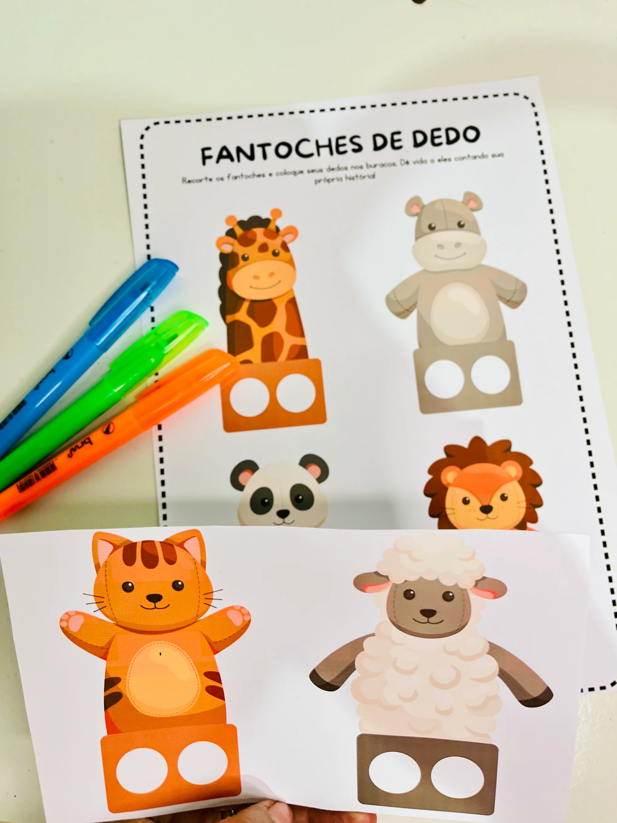 Fantoches de Dedos de Animais – Recurso Lúdico para Brincadeiras — amostra 5: Fantoches de dedo com temática de animais,…