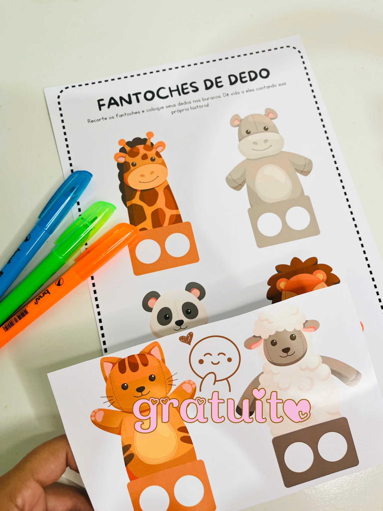 Fantoches de Dedos de Animais – Recurso Lúdico para Brincadeiras — Alfabetização para Educação Infantil: Fantoches de dedo…