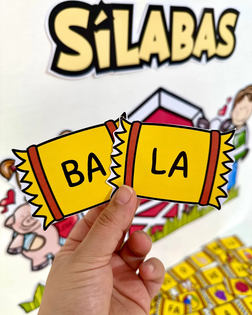 Fazenda das Sílabas: Jogo Lúdico de Alfabetização — amostra 2: Jogo pedagógico com painel e cards de sílabas e imagens para…