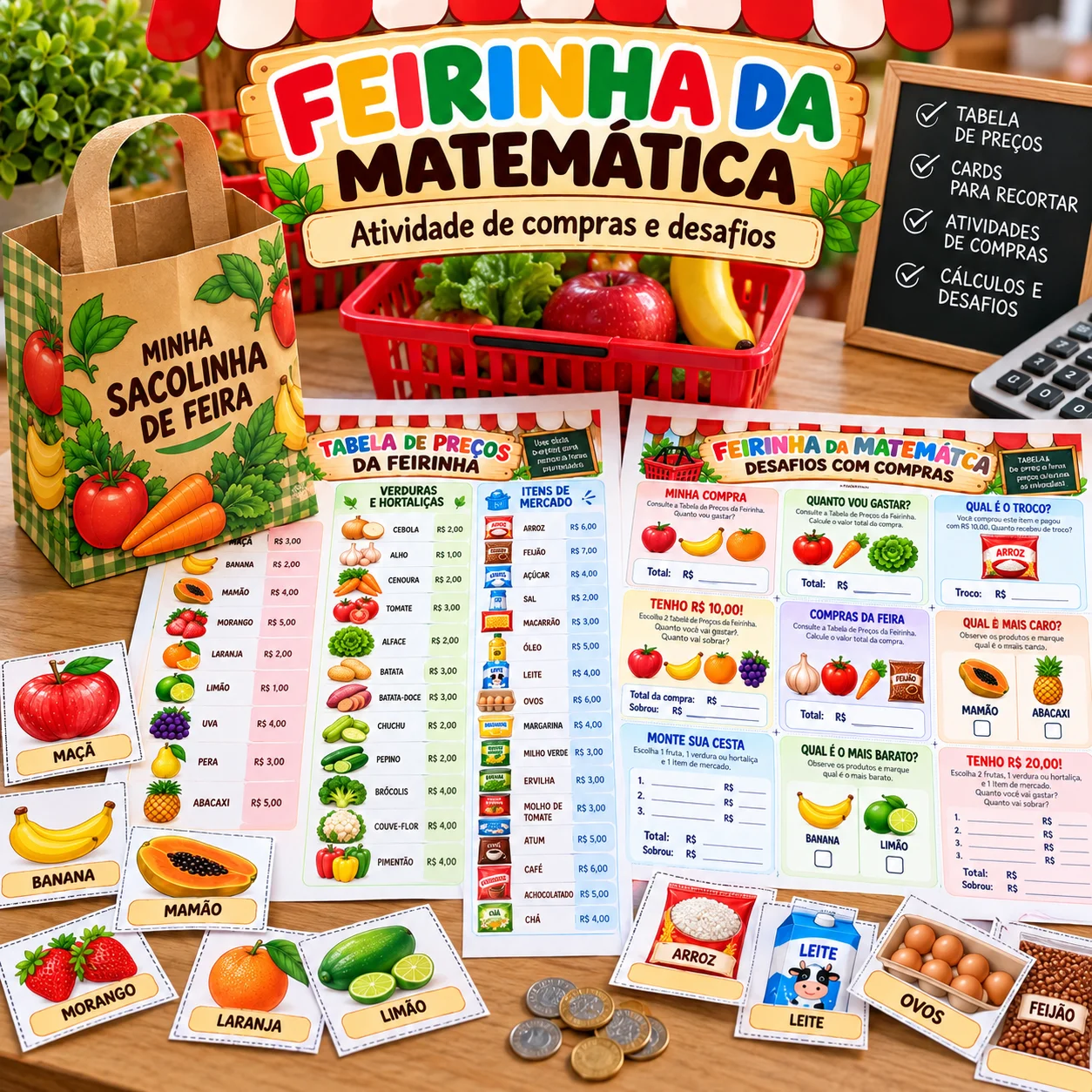 Feirinha da Matemática: Atividades de Compras e Desafios (Mercadinho) — capa do material