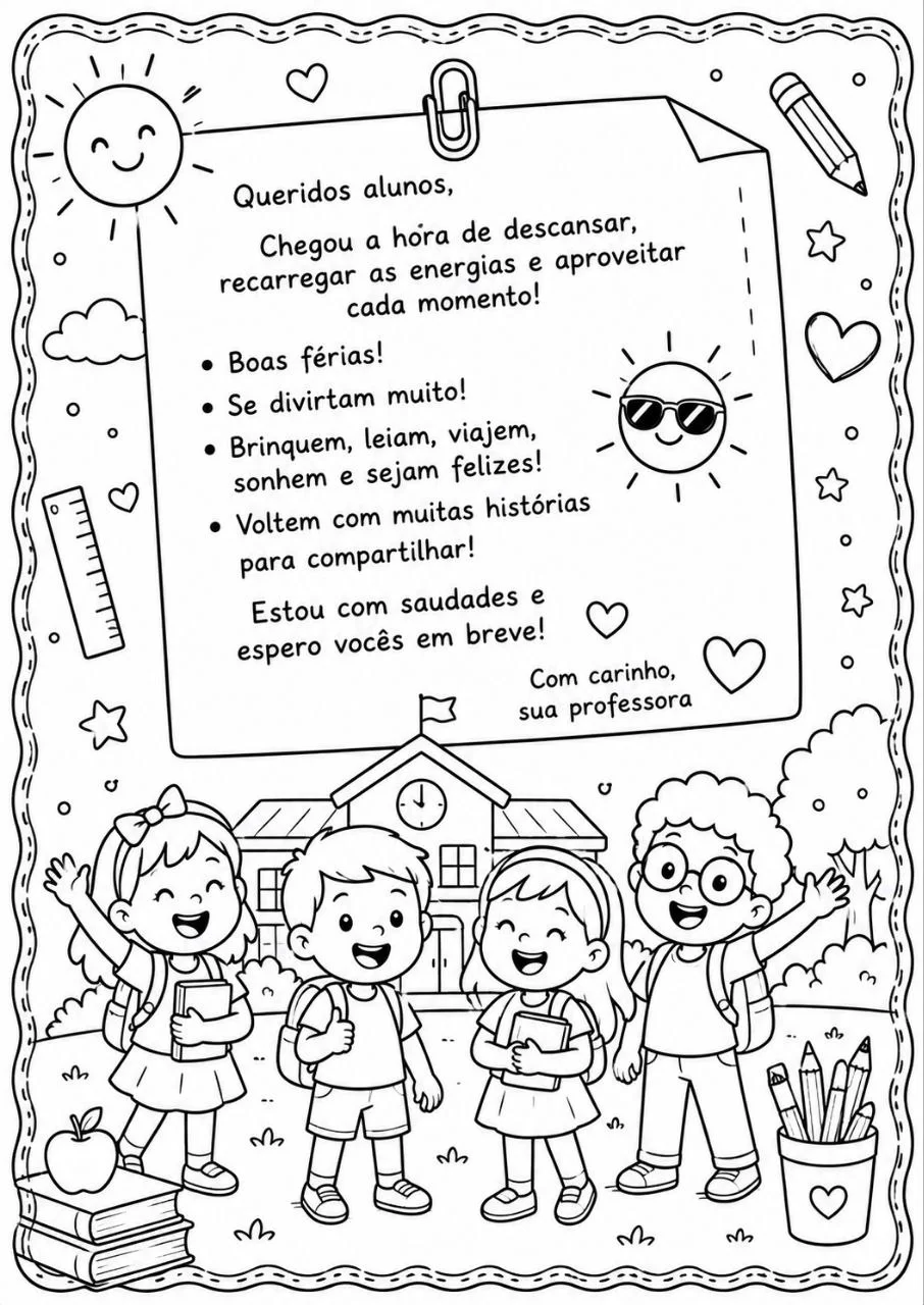 Férias Chegaram – Atividades para Colorir — amostra 2: Um material encantador para deixar o momento das férias ainda mais…