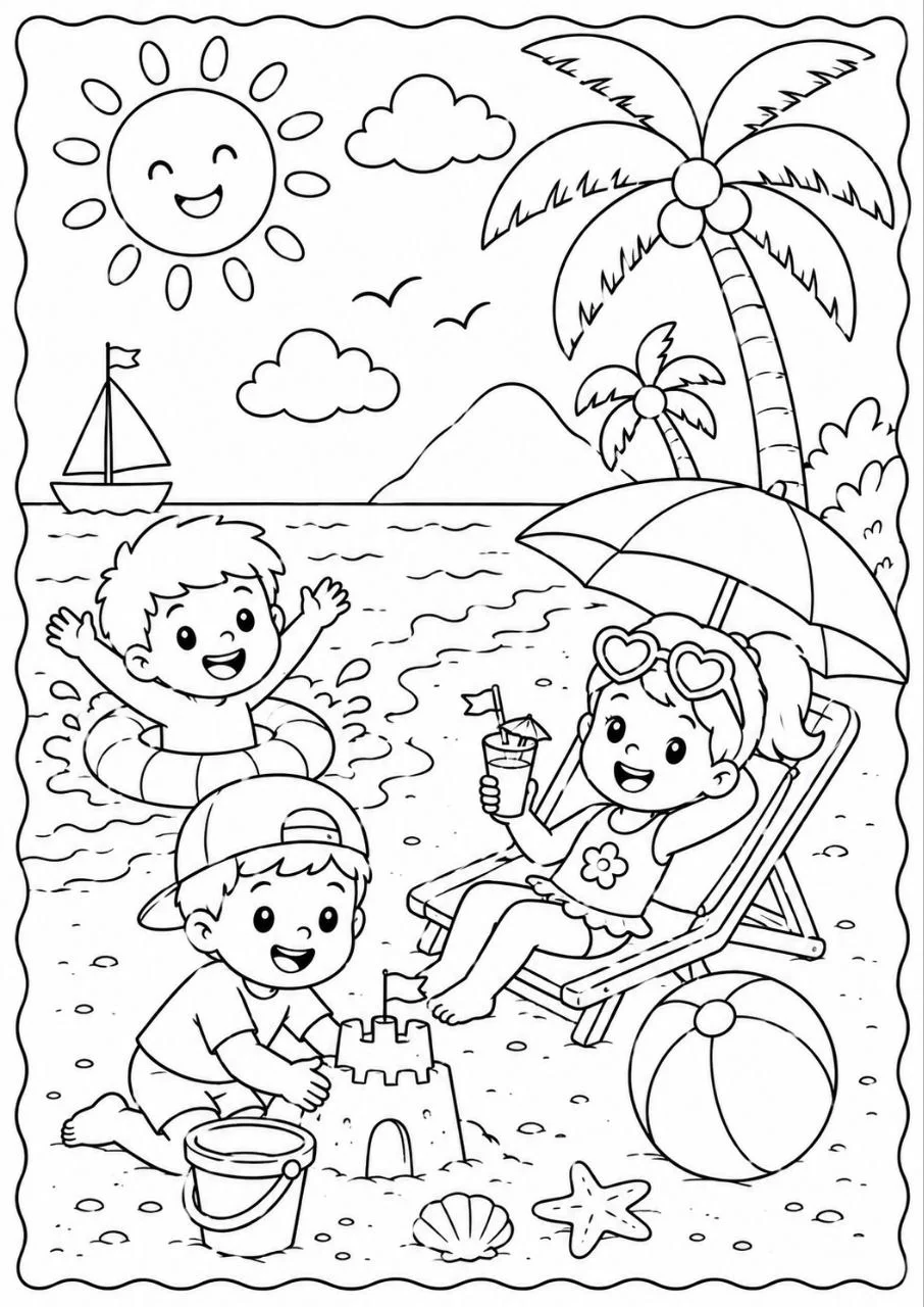 Férias Chegaram – Atividades para Colorir — amostra 3: Um material encantador para deixar o momento das férias ainda mais…
