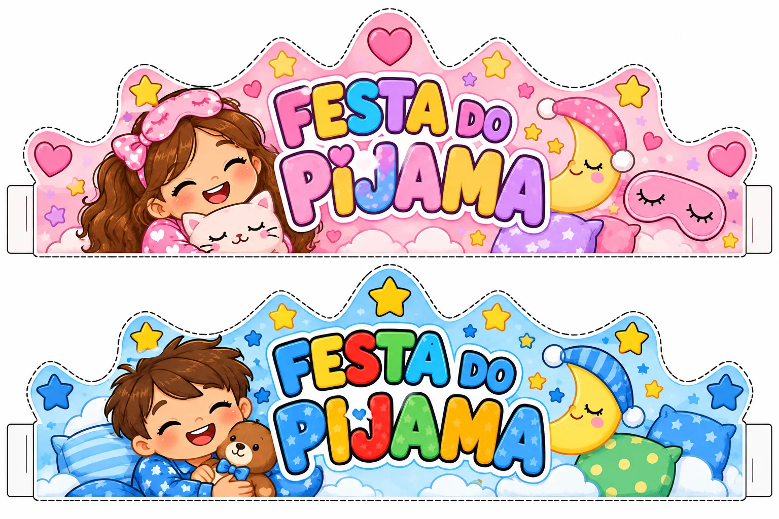 Festa do Pijama 2 Painéis, Coroas e Plaquinhas Educação Infantil PDF — amostra 2: Kit Festa do Pijama completo e divertido,…