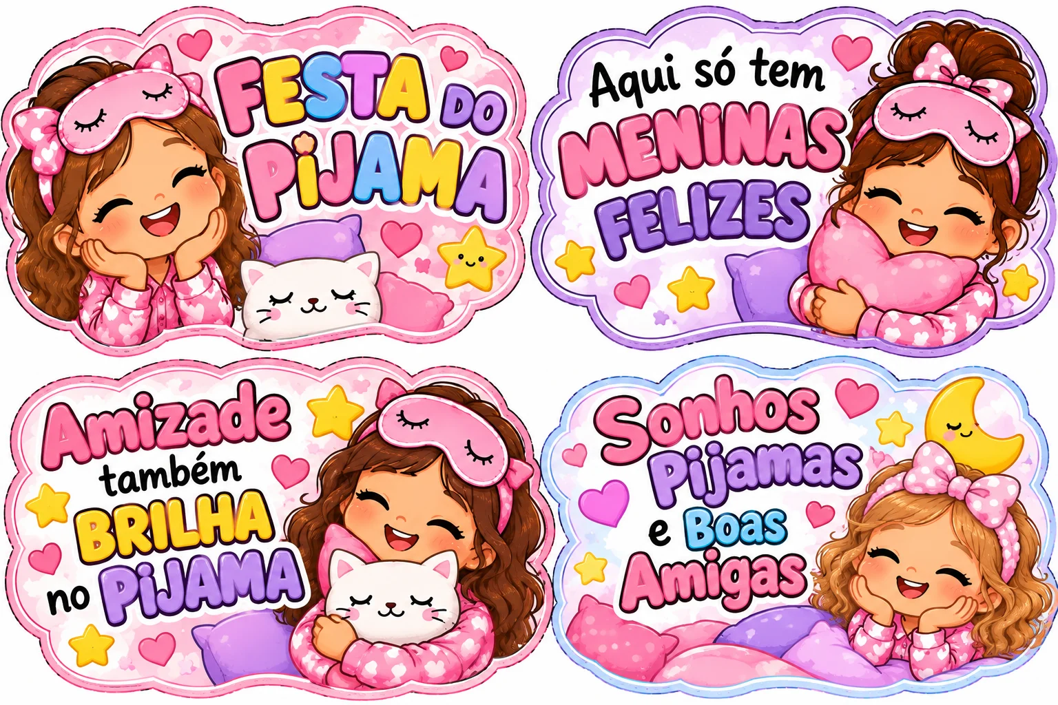 Festa do Pijama 2 Painéis, Coroas e Plaquinhas Educação Infantil PDF — amostra 4: Kit Festa do Pijama completo e divertido,…