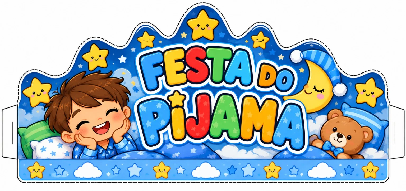 Festa do Pijama 2 Painéis, Coroas e Plaquinhas Educação Infantil PDF — amostra 7: Kit Festa do Pijama completo e divertido,…