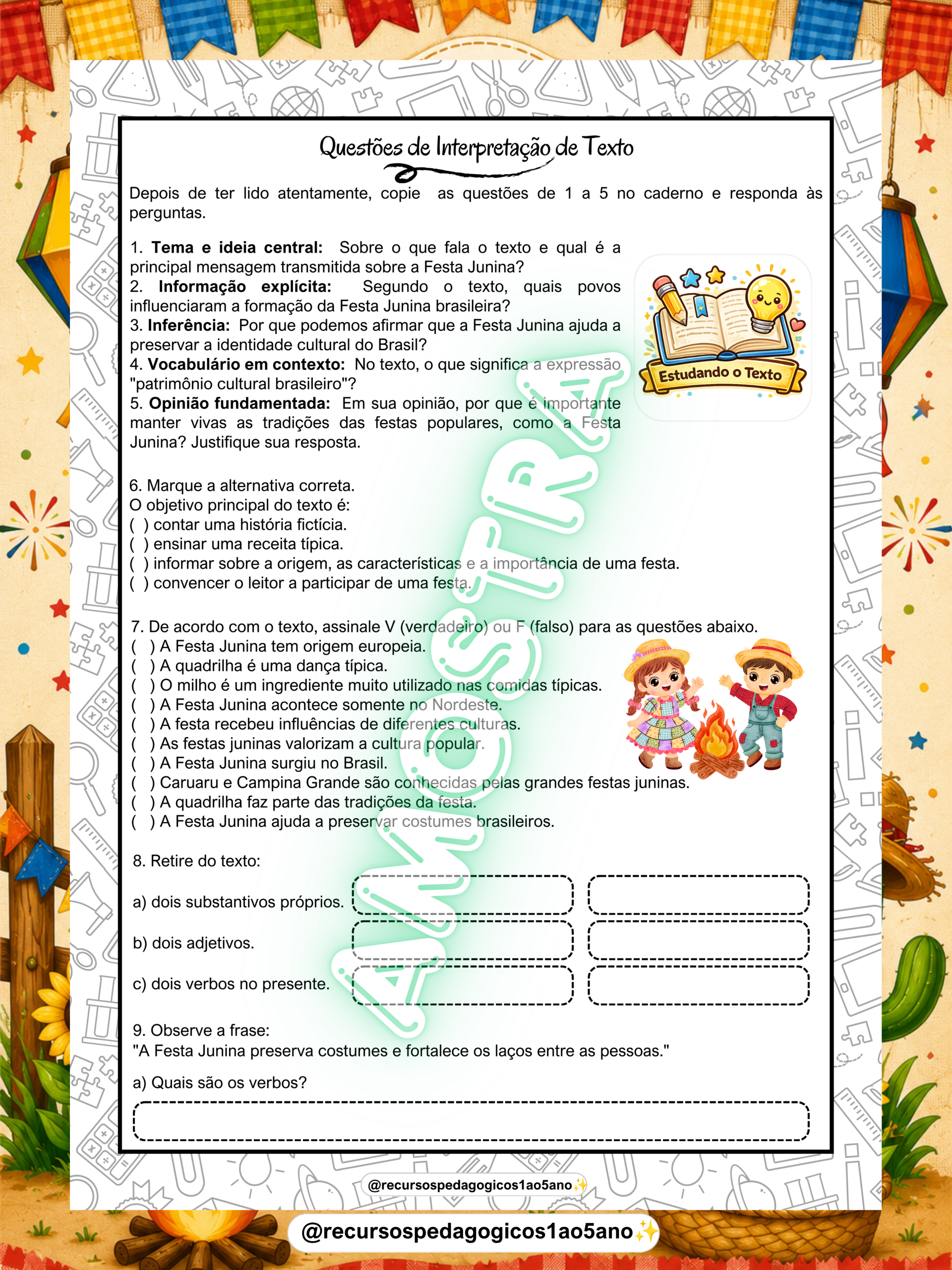 Festa Junina – Textos, Interpretação, Painel, Bambolê e Lapbook | 5º ano — amostra 2: Sobre o Festa Junina – Textos,…