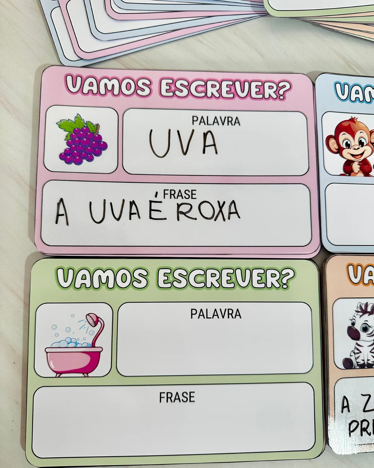 Ficha de Alfabetização - Vamos Escrever palavras e frases — amostra 2: O arquivo 'Vamos Escrever' é uma ferramenta…