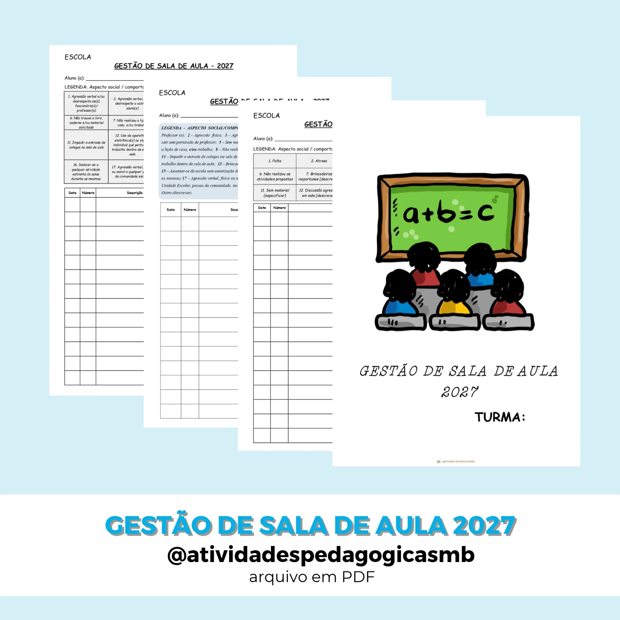 Ficha de Gestão de Sala de Aula - 2027 (PDF) — Datas comemorativas para Todas as séries: Organize as ocorrências escolares…