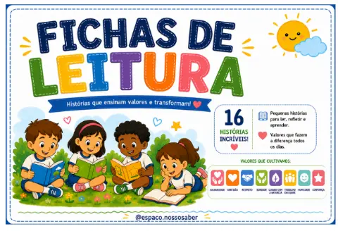 FICHA DE LEITURA (TEXTOS) PARA FLUÊNCIA - VIRTUDES E VALORES — capa do material