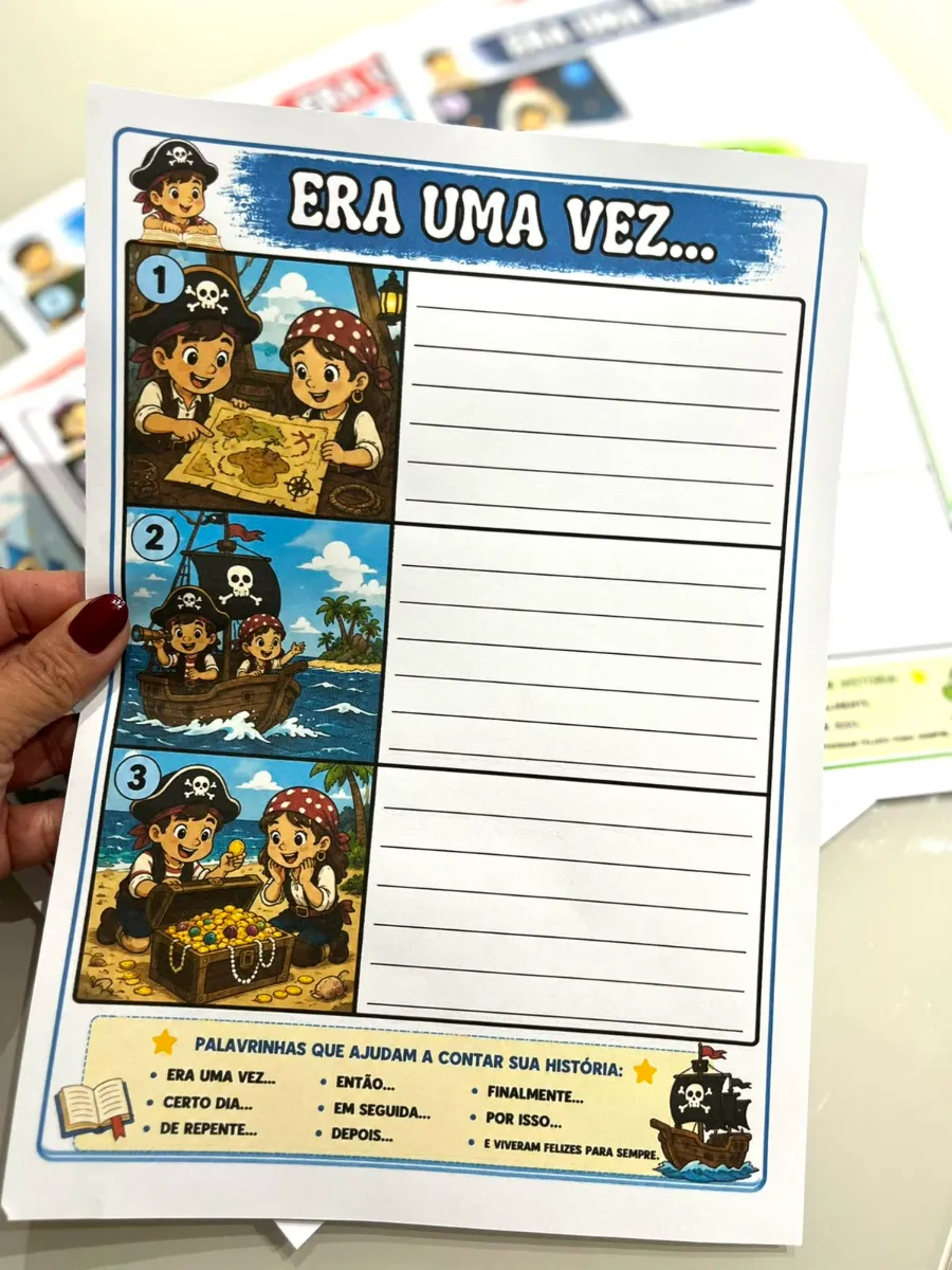 FICHA DE PRODUÇÃO - DO 1°AO 5° ANO DO FUNDAMENTAL — Atividades para 3º ano: A criança recebe uma sequência de imagens e…