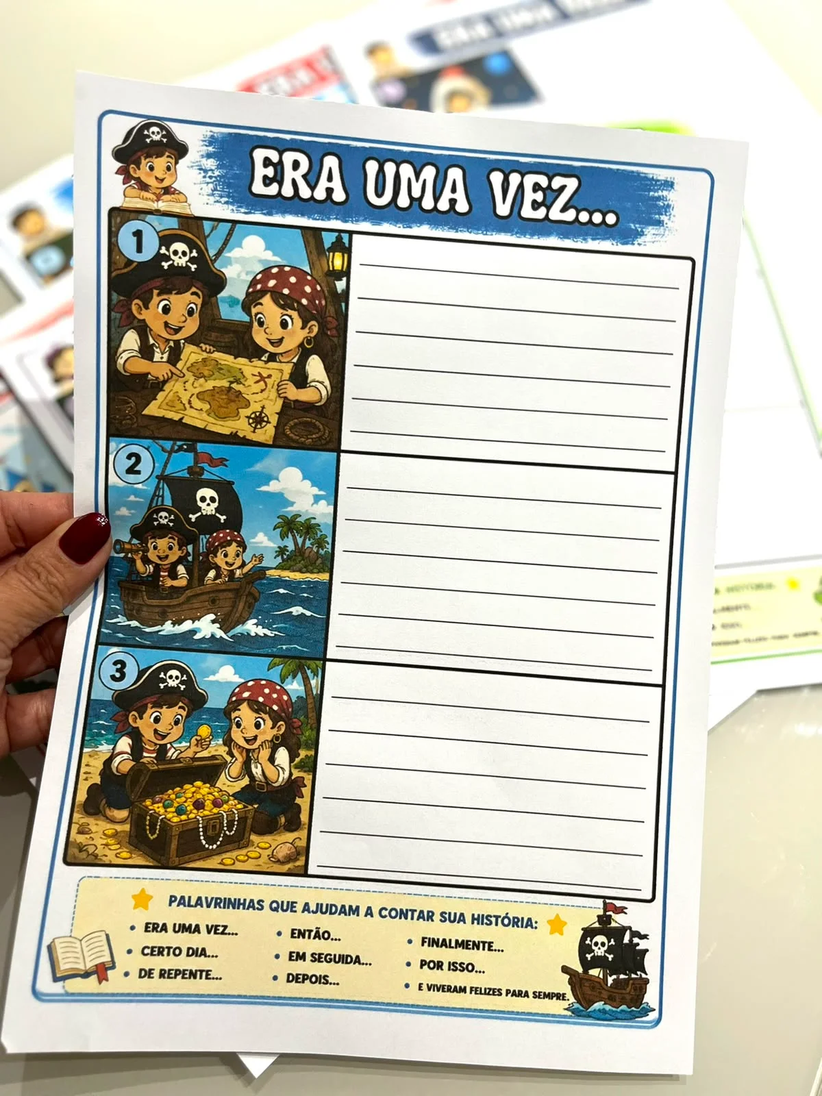 FICHA PRODUÇÃO TEXTUAL - ALFABETIZAÇÃO ENSINO FUNDAMENTAL — amostra 1: 📚 Seus alunos travam na hora de criar histórias