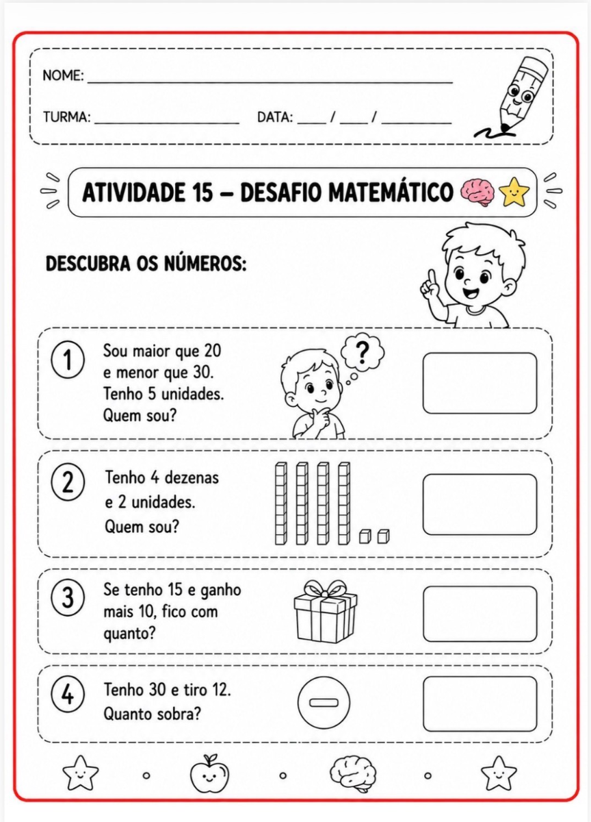 📚 Fichas 1º ano 2º ano de Atividades de Matemática – 2º Ano ✏️➕ — amostra 2: Deixe as aulas de Matemática muito mais…