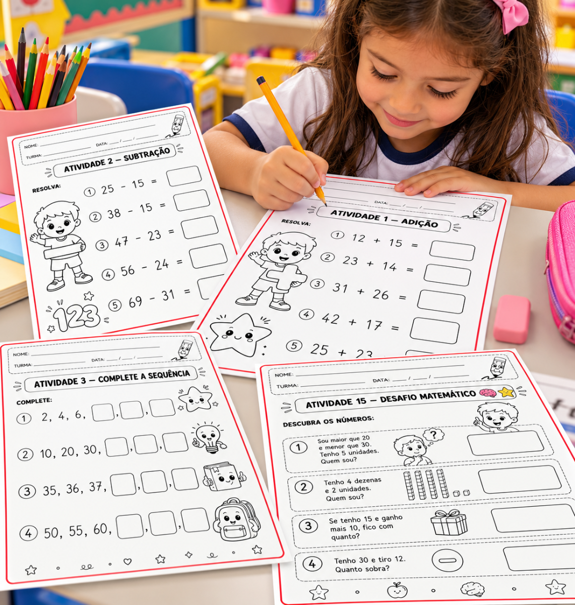 📚 Fichas 1º ano 2º ano de Atividades de Matemática – 2º Ano ✏️➕ — Atividades para Todas as séries: Deixe as aulas de…