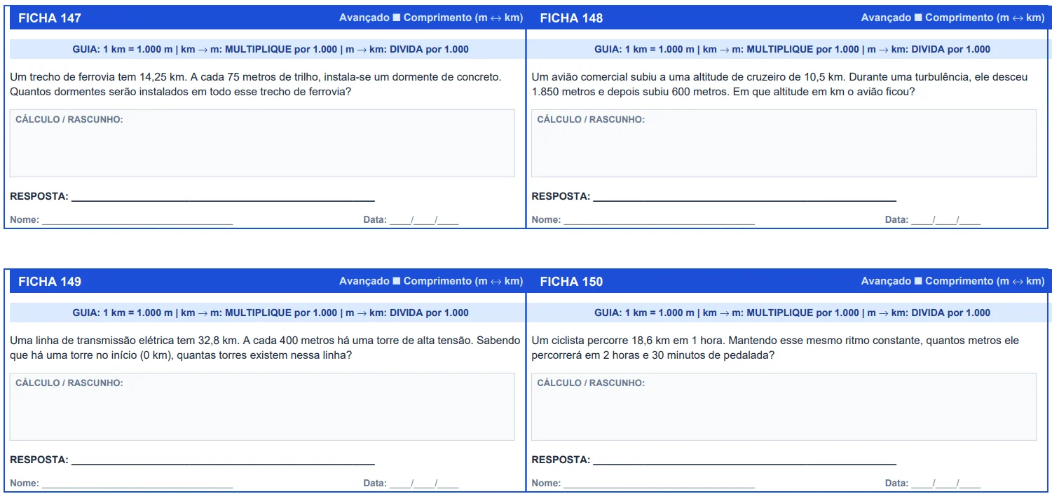 Fichas Conversão de Unidades de Medida 4º e 5º Ano — amostra 3: 180 fichas de Matemática para trabalhar conversão de…