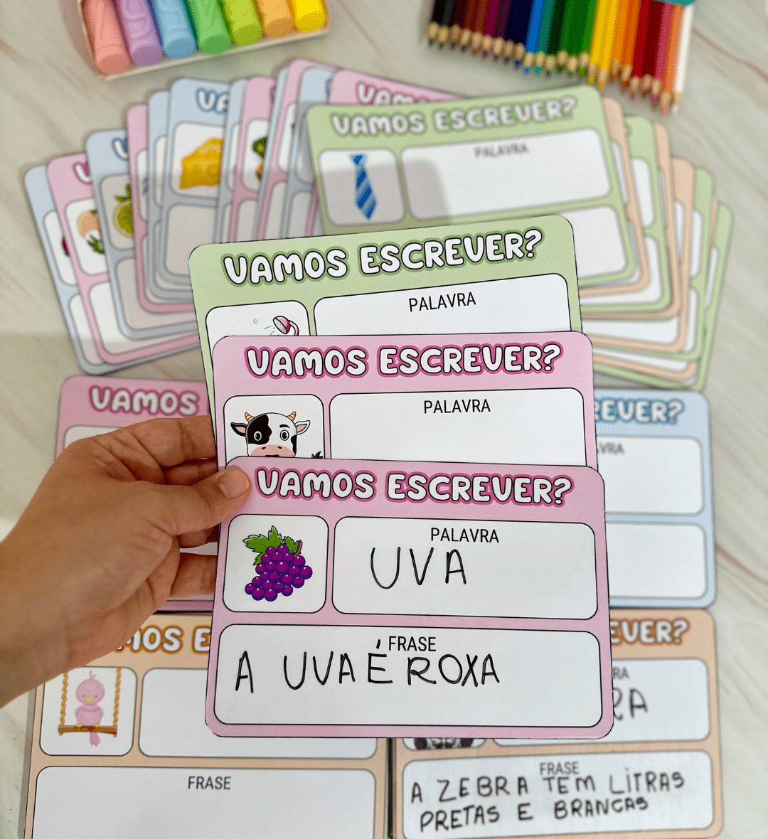 Fichas de alfabetização com imagens para Educação Especial — amostra 5: Trabalhe leitura e escrita com 84 fichas em PDF…