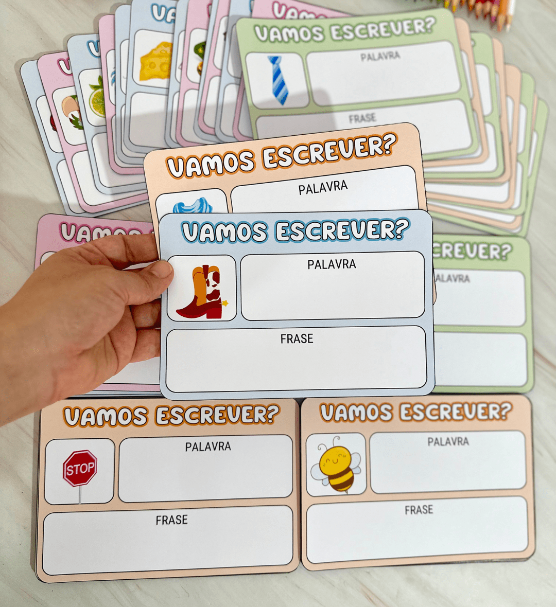 Fichas de alfabetização com imagens para Educação Especial — amostra 6: Trabalhe leitura e escrita com 84 fichas em PDF…