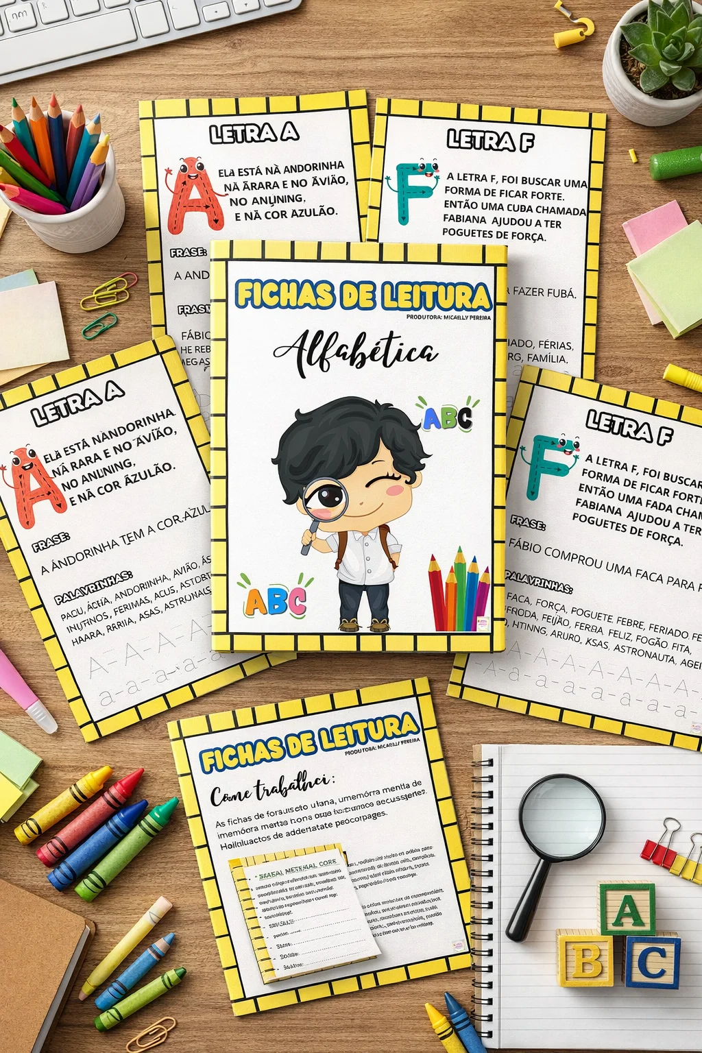 🗂️ FICHAS DE LEITURA ALFABÉTICA — DE A A Z 🔤📚 ANOS INICIAIS — amostra 1: As Fichas de Leitura Alfabética trabalham as…
