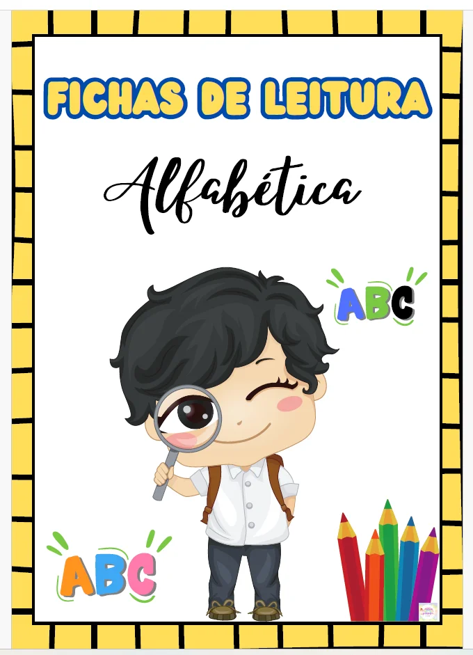 🗂️ FICHAS DE LEITURA ALFABÉTICA — DE A A Z 🔤📚 ANOS INICIAIS — capa do material