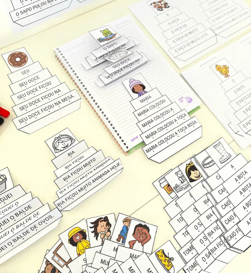 Fichas de Leitura com Dobradura para Alfabetização — amostra 2: O que vem no material