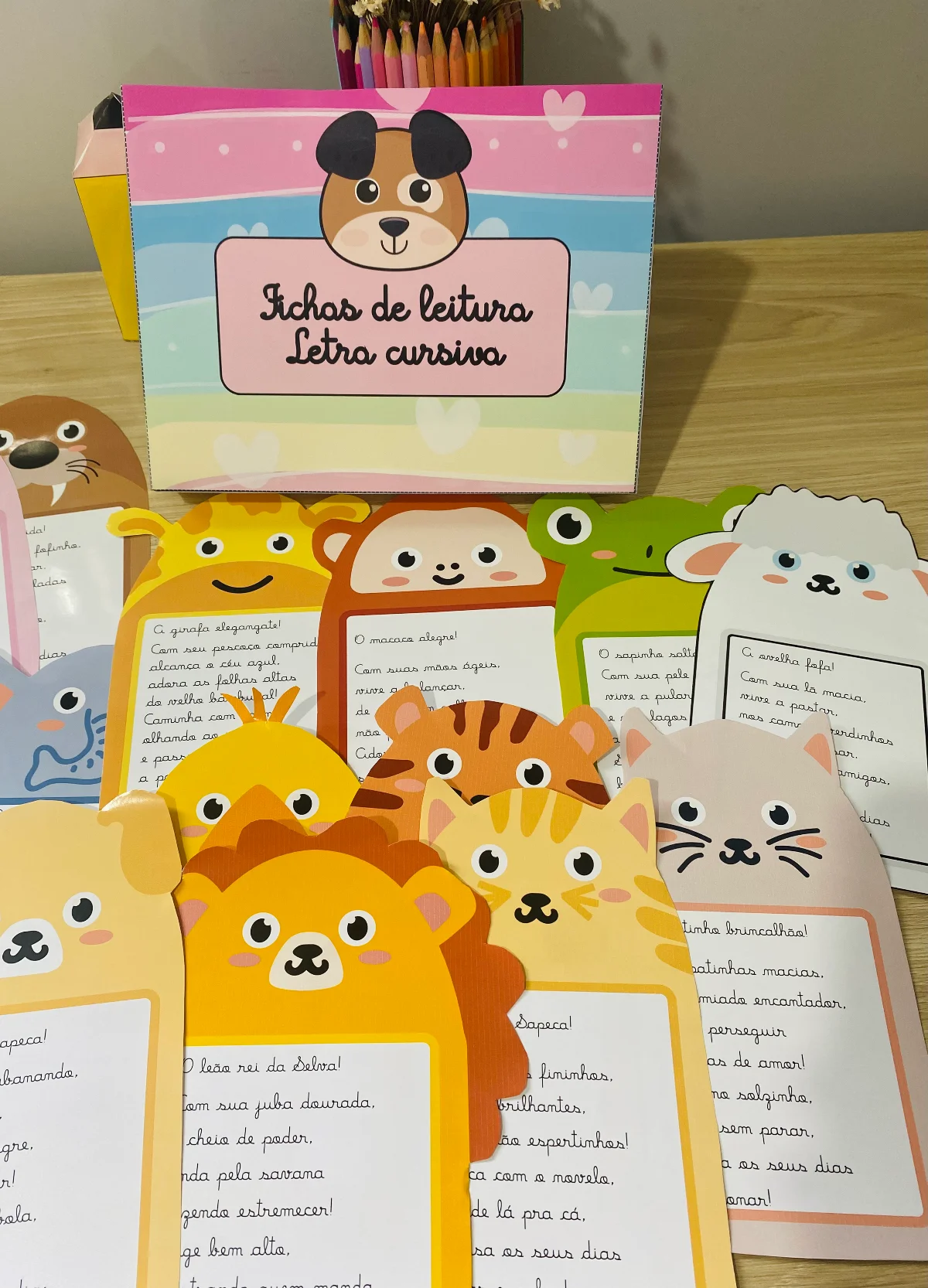Fichas de leitura - Com Letra Cursiva | Alfabetização — amostra 1: O que vem no material