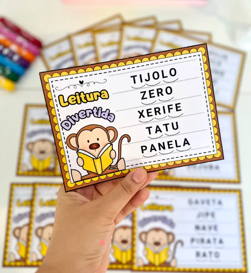 Fichas de leitura com sílabas simples para alfabetização — amostra 1: Fichas de leitura para o início da alfabetização