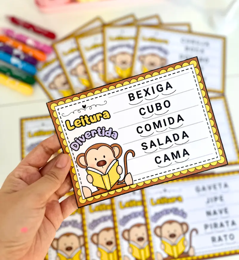 Fichas de leitura com sílabas simples para alfabetização — amostra 3: Como usar as fichas em sala de aula