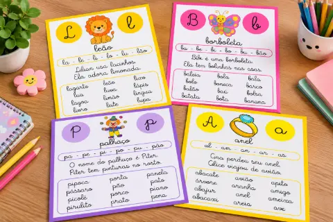 Fichas de Leitura em Letra Cursiva – Alfabetização — capa do material