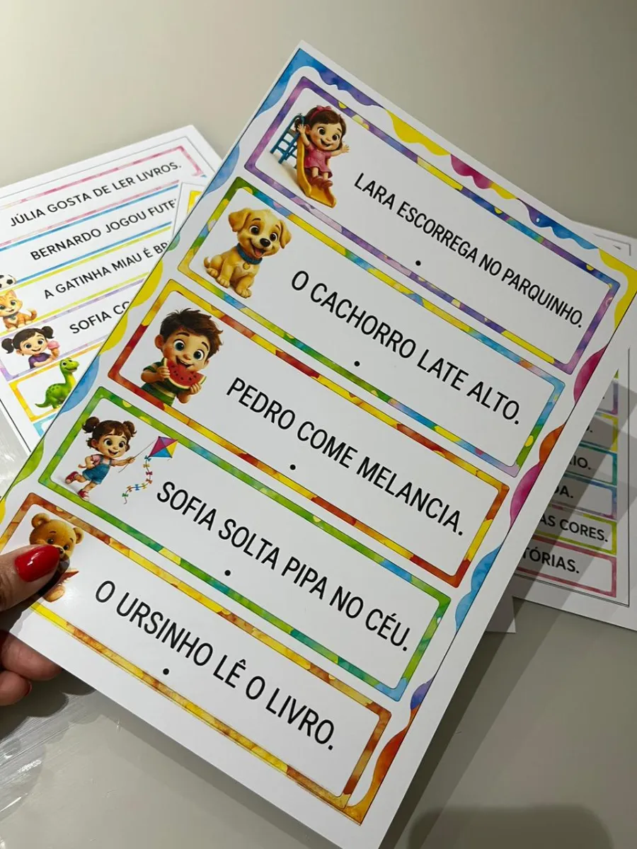 Fichas de Leitura Frases - Português: 1° e 2° anos — amostra 2: Com as Fichas de Leitura, a criança encontra frases curtas,…