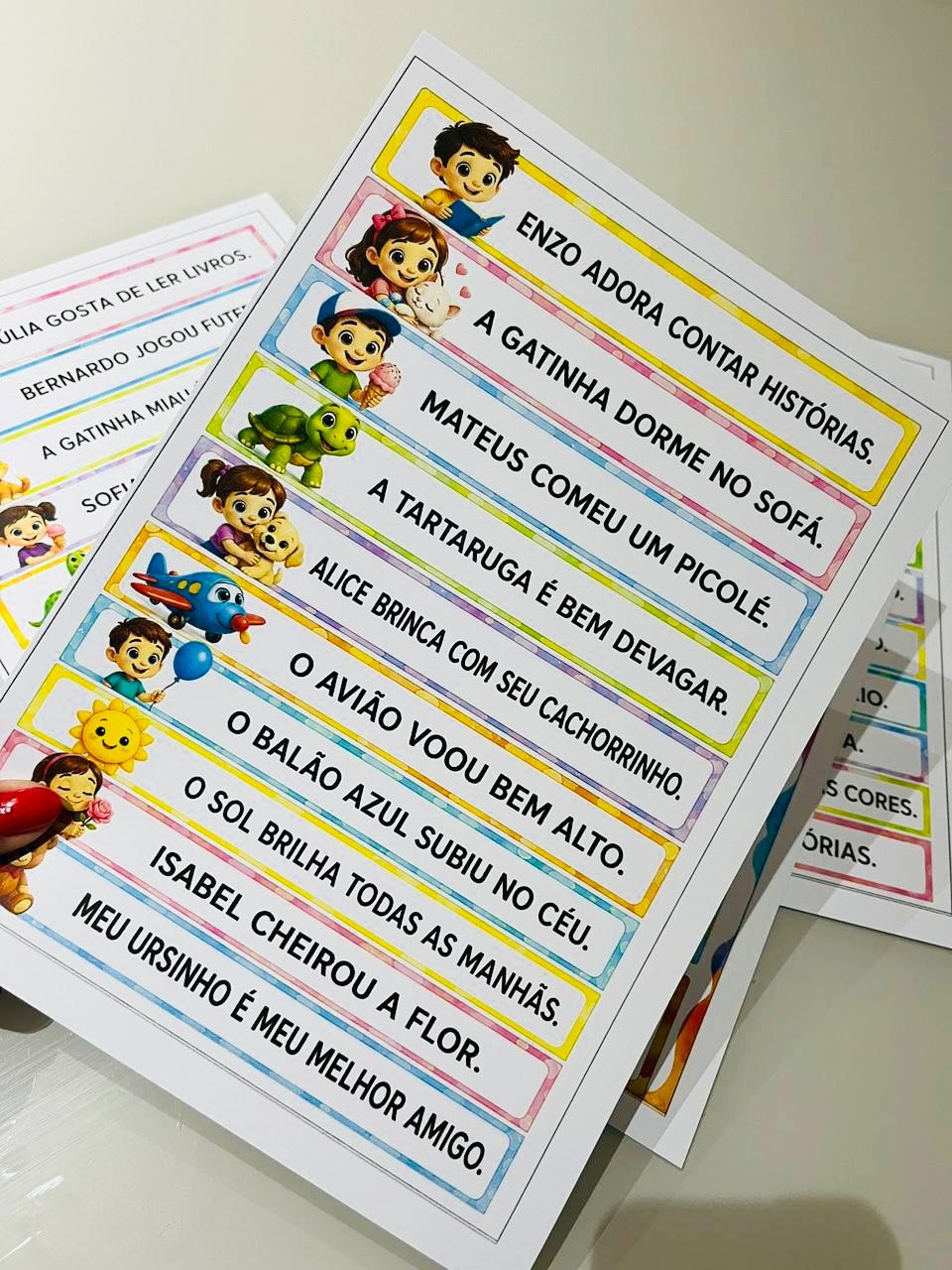 Fichas de Leitura para Alfabetização com Frases Simples e Ilustradas — amostra 3: Fichas ilustradas com frases simples para…