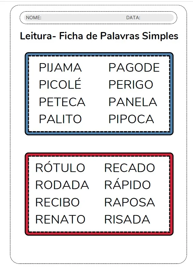 FICHAS DE LEITURA SIMPLES - ALFABETIZAÇÃO ANOS INICIAIS — amostra 3: Seu aluno ainda precisa ganhar segurança e fluência na…
