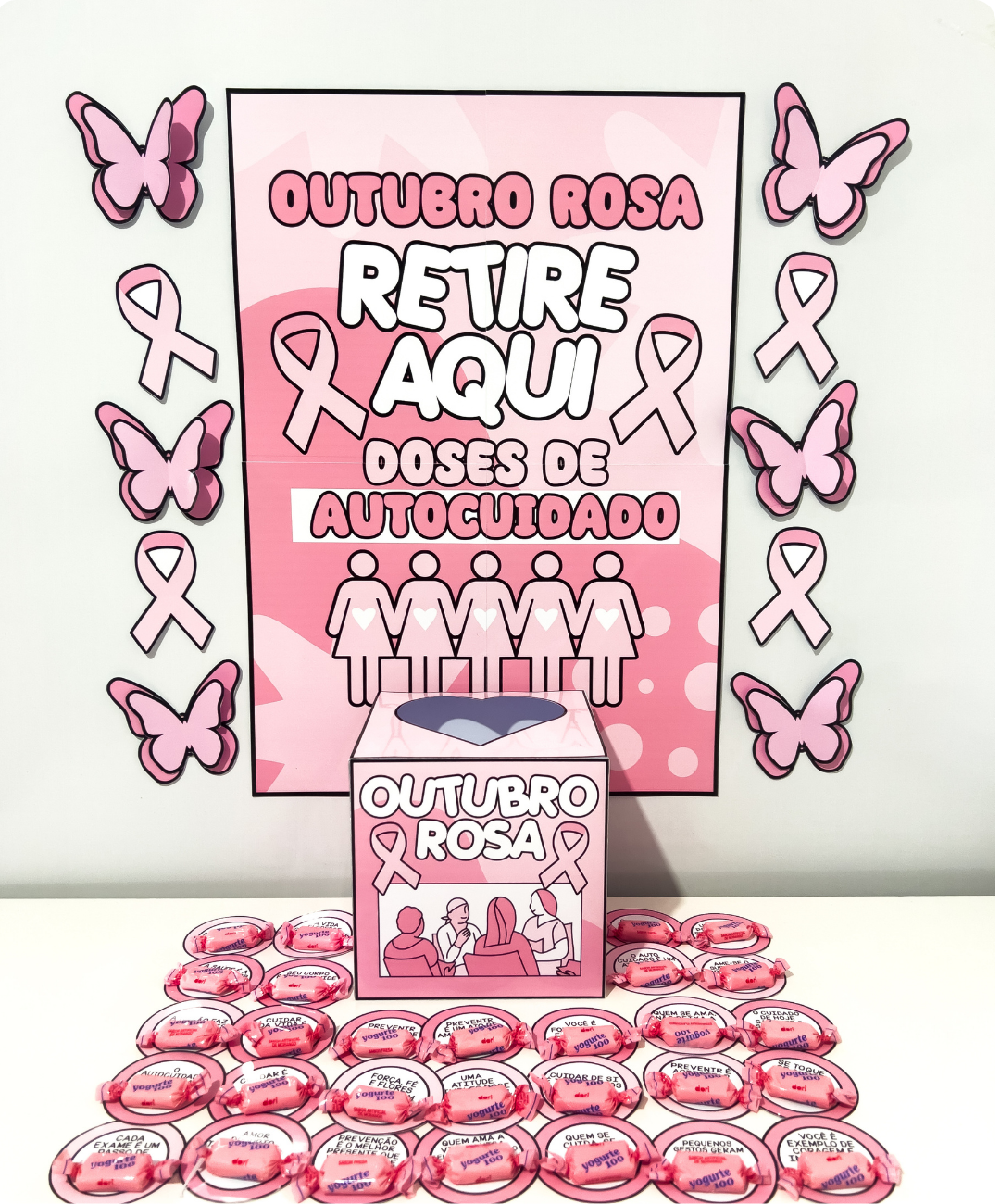 Fichas de Outubro Rosa para imprimir — amostra 6: Organize um espaço de mensagens na escola com 30 fichas motivacionais…