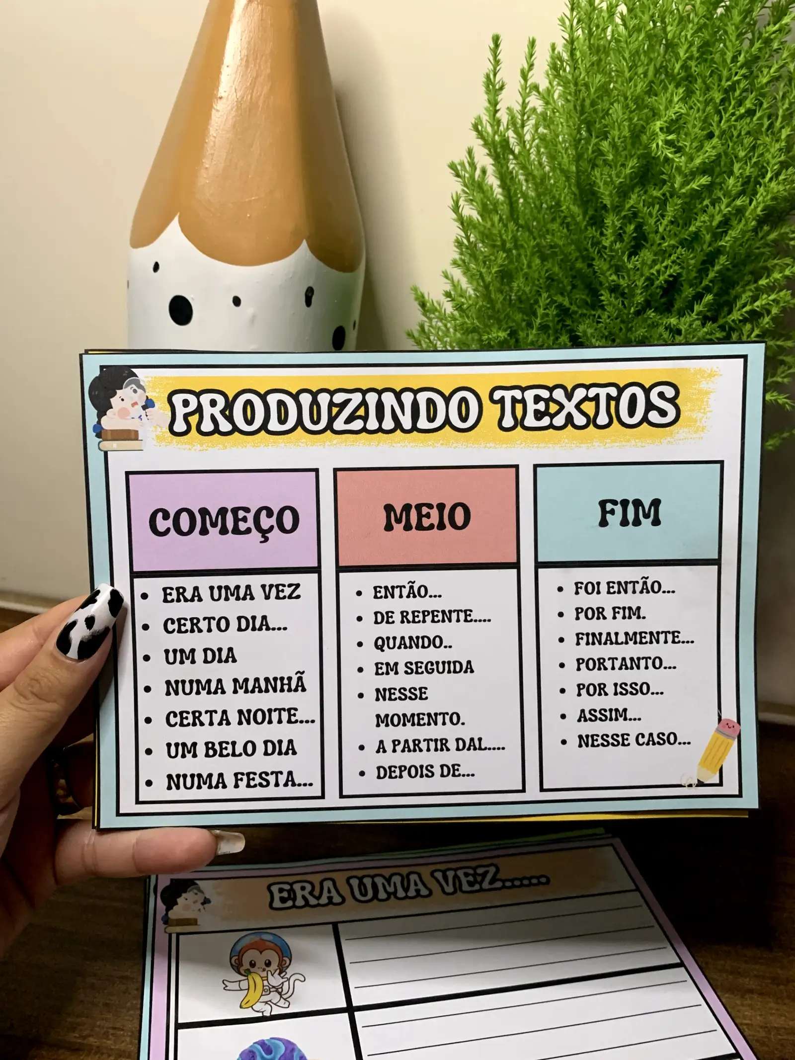 FICHAS DE PRODUÇÃO DE TEXTO - ALFABETIZAÇÃO INICIAL — amostra 5: Com as Fichas de Produção de Texto , os alunos observam as…