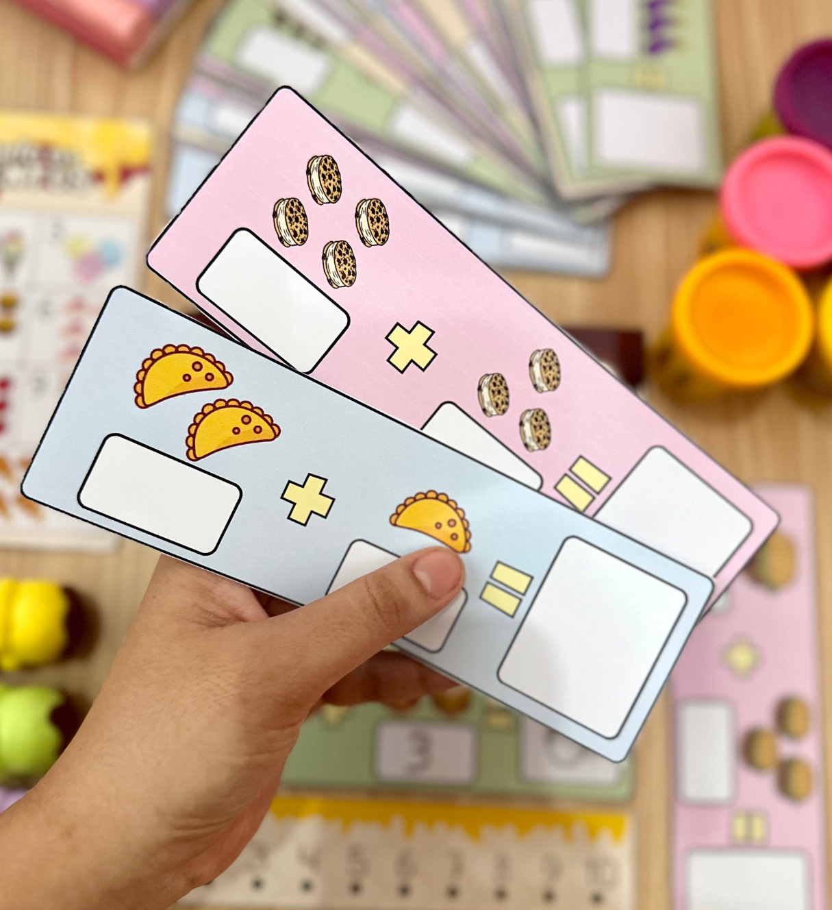 Fichas de soma com alimentos para a Educação Infantil — amostra 3: Como usar em sala de aula