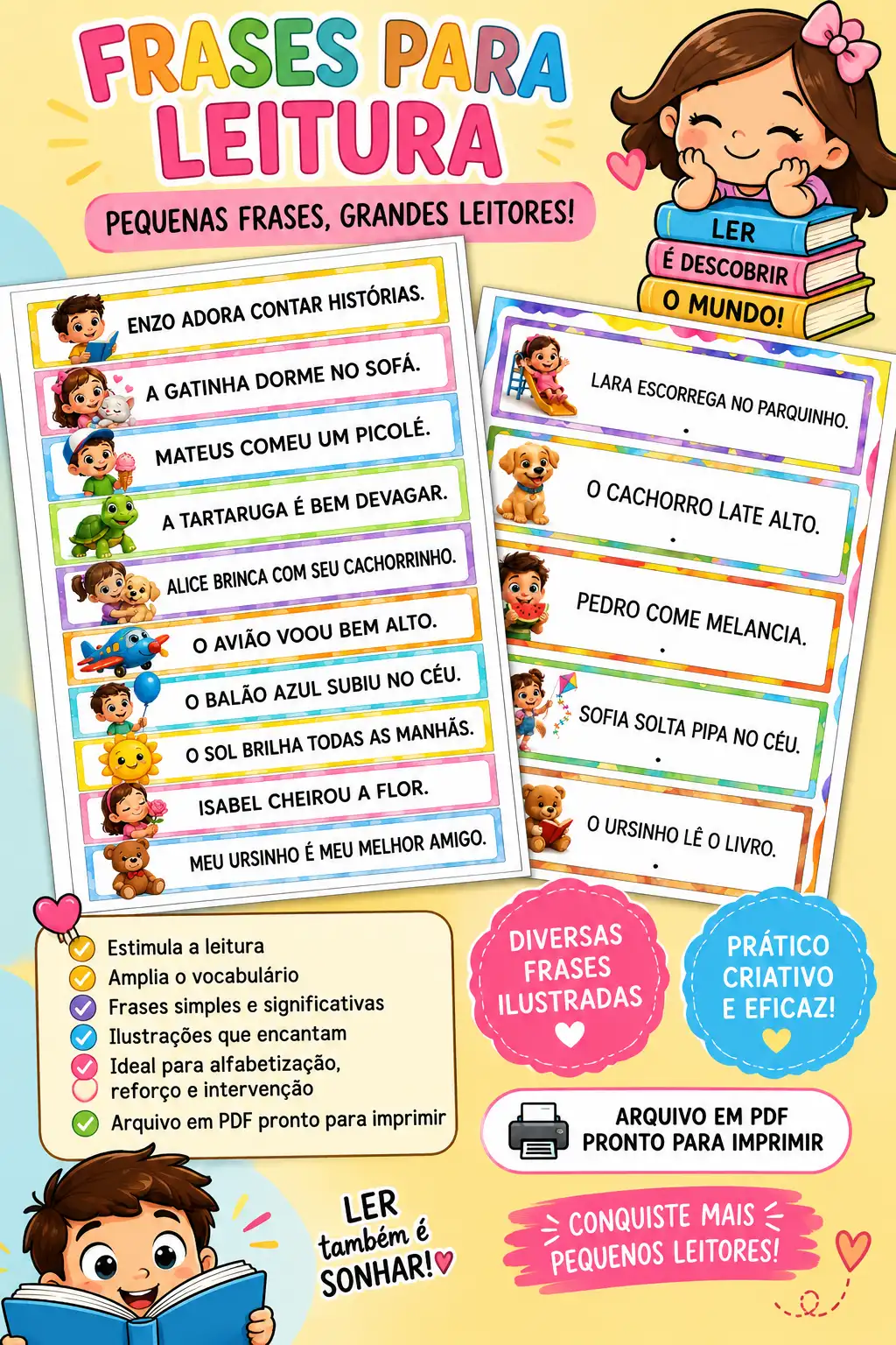 FICHAS PARA LEITURA - FLUENCIA LEITORA - ALFABETIZAÇÃO — capa do material