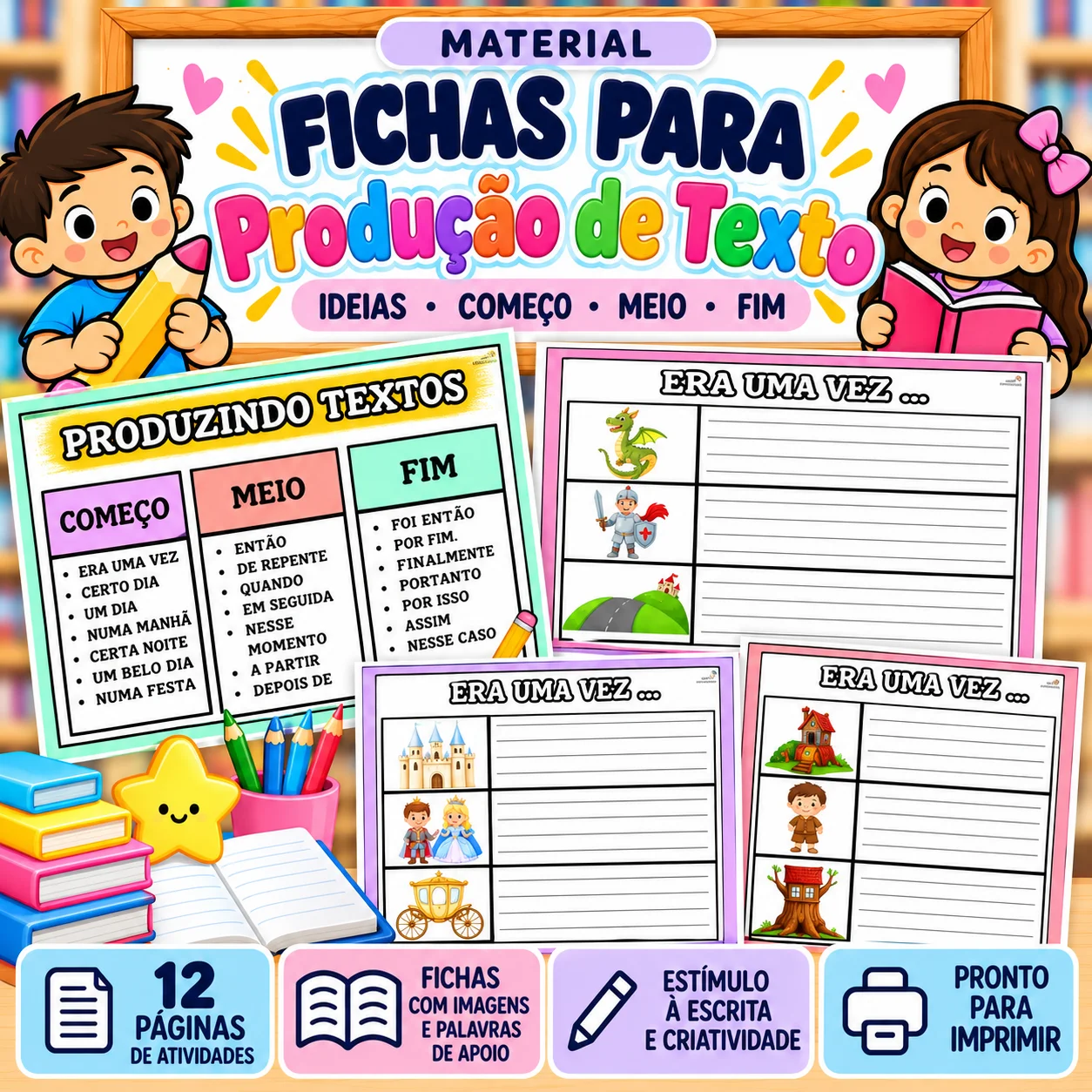 Fichas para Produção de Texto | Sequências de Imagens — capa do material
