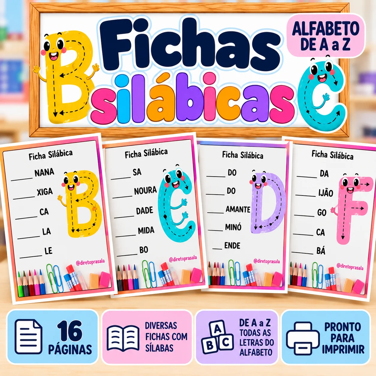 Fichas Silábicas | Formação de Palavras | Alfabetização — Português para 1º ano: 15 fichas de alfabetização para completar…