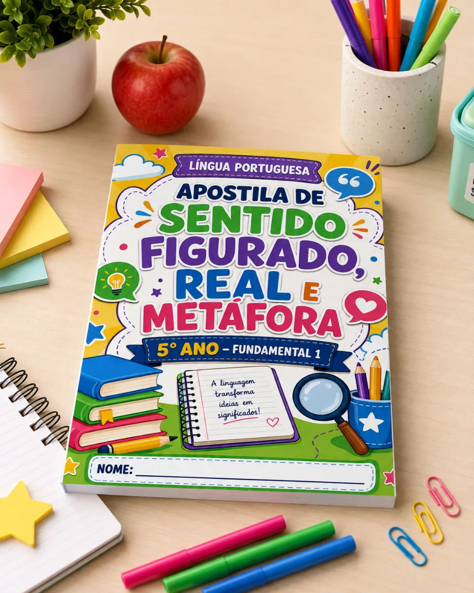 Figuras de Linguagem - Sentido Figurado, Real e Metáfora — amostra 6: Um material completo e pronto para imprimir, com 20…
