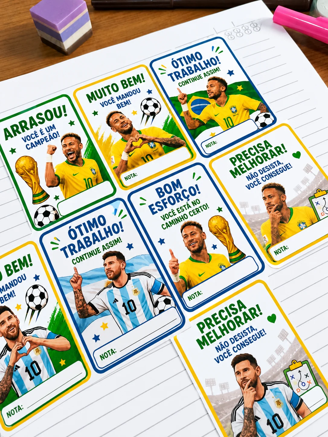 Figurinhas para Avaliação Copa do Mundo | Incentivo Escolar Futebol — amostra 5: Deixe suas avaliações muito mais…