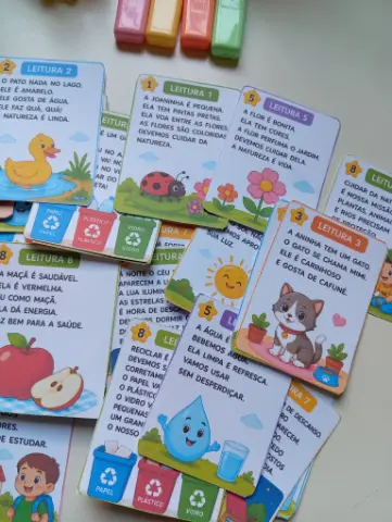 Flashcards para leitura em imprensa maiúscula – 88 textos — amostra 3: Como usar em sala