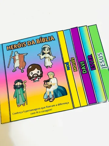 Flipbook Heróis da Bíblia - Ensino Religioso — amostra 1: 📖✨ Flipbook Bíblico: Heróis da Bíblia Leve a Palavra de Deus de…