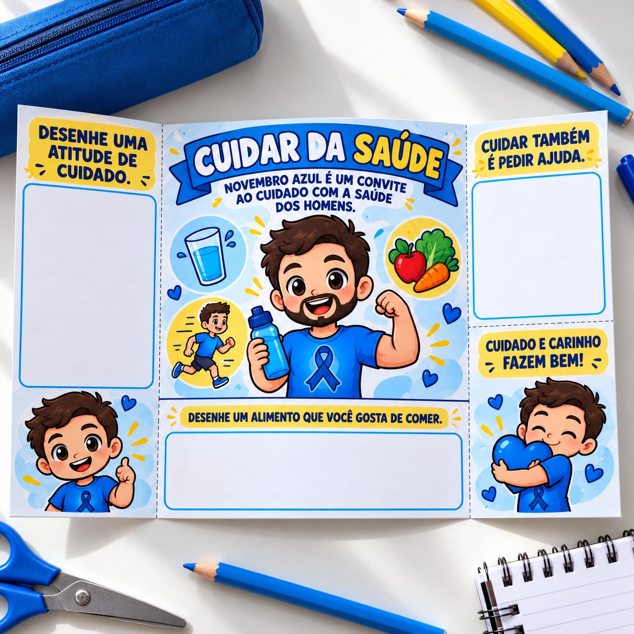 Flipbook Novembro Azul: Atividade Escolar para Imprimir — amostra 4: Trabalhe cuidado e hábitos saudáveis com o Flipbook…