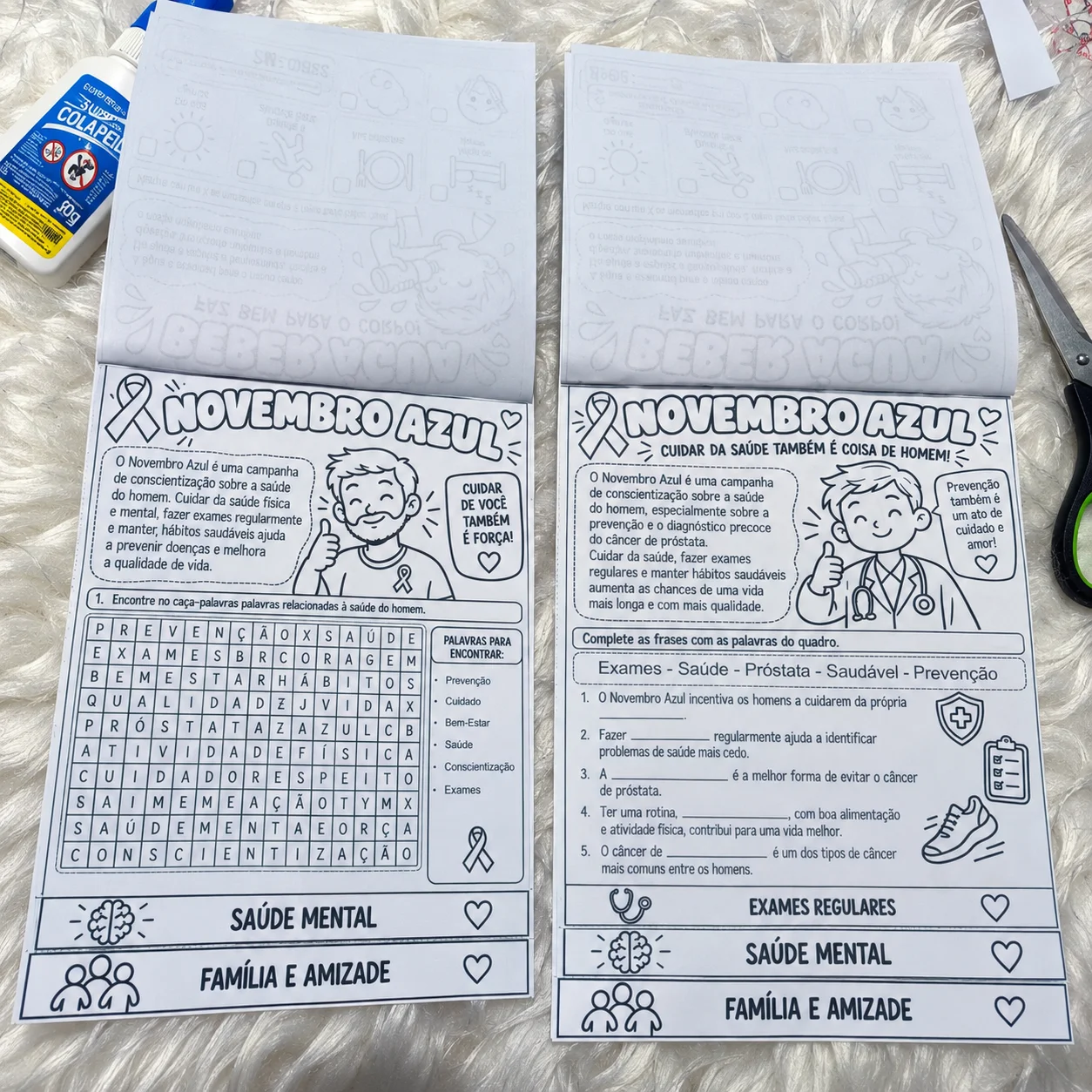 Flipbook Novembro Azul - Atividades para Imprimir sobre Saúde do Homem — amostra 1: Flipbook Novembro Azul – Atividades…