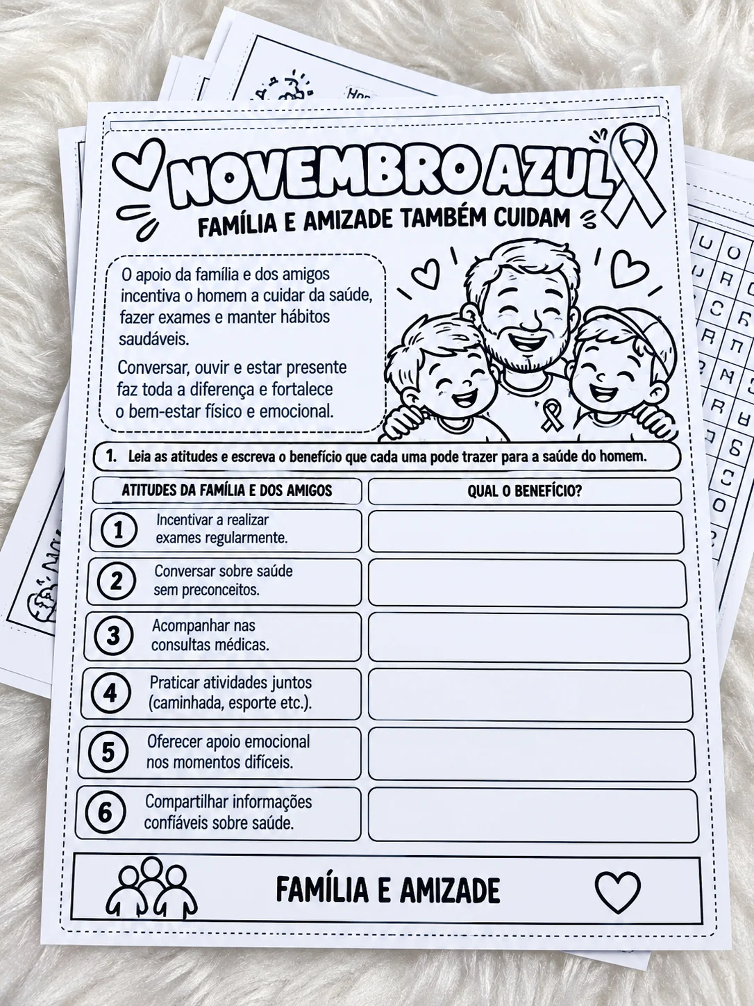 Flipbook Novembro Azul - Atividades para Imprimir sobre Saúde do Homem — amostra 4: Flipbook sobre o Novembro Azul com…