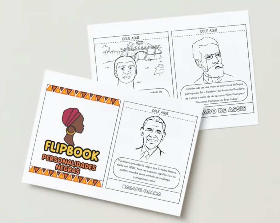 Flipbook personalidades negras – PDF para Imprimir — amostra 2: Formato e entrega
